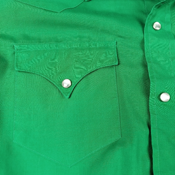 H bar C USA Made CALIFORNIA RANCHWEAR vintage GREEN white PEARL buttons 16.5/34 - Picture 8 of 16